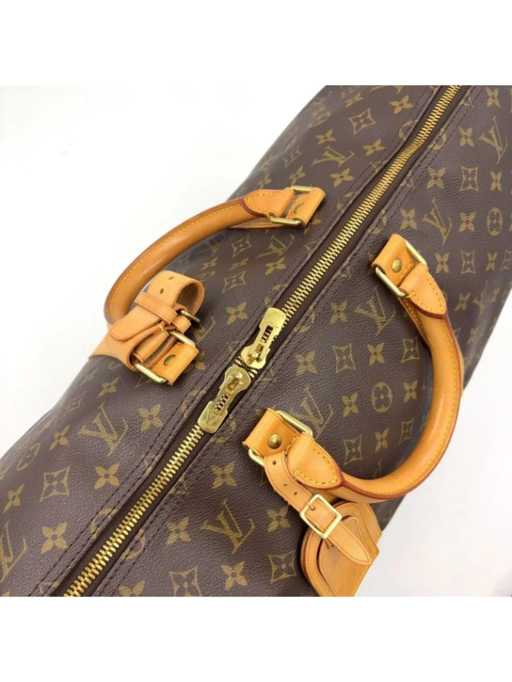 Louis Vuitton Keepall Bandouliere 50 Monogram Leather Brown Boston Bag Gold - Picture 15 of 15